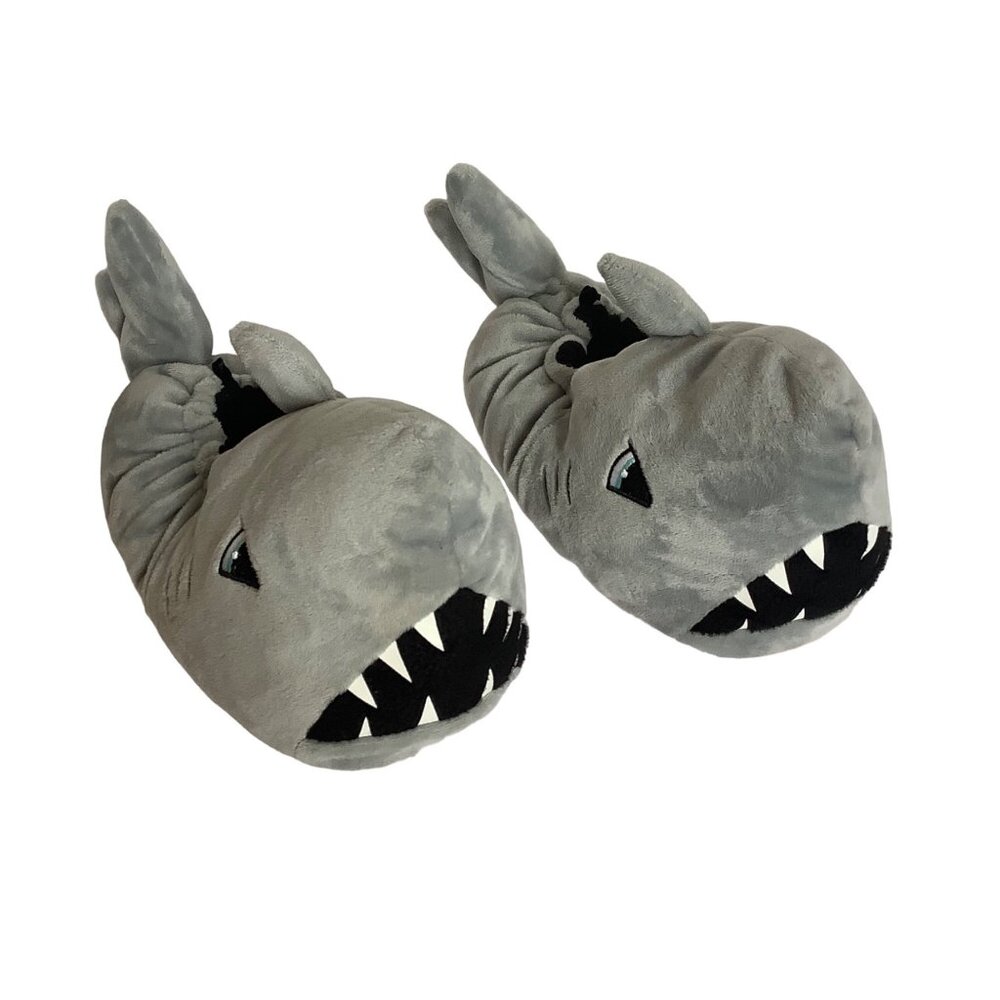 Old Navy Monster Shark Slippers Kid Sz XL (3-4) Cozy Plush Footwear